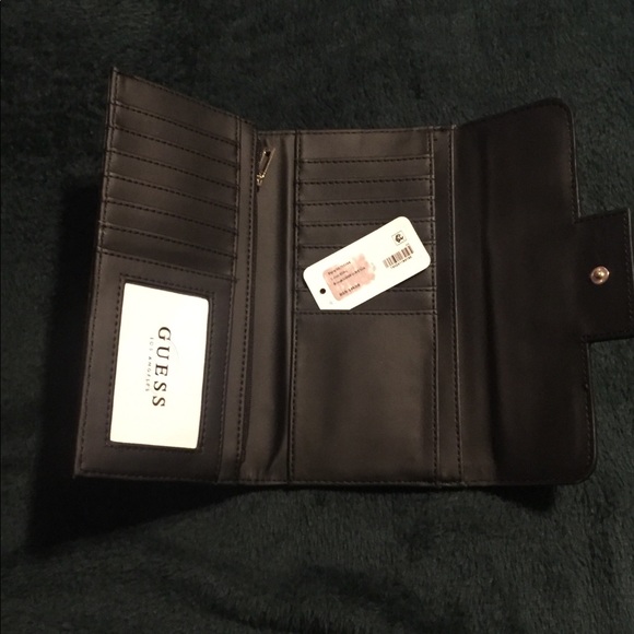 NWT Guess Woman’s Clutch/Trifold/Wallet Logo Luxe SLG Coal - Picture 5 of 9